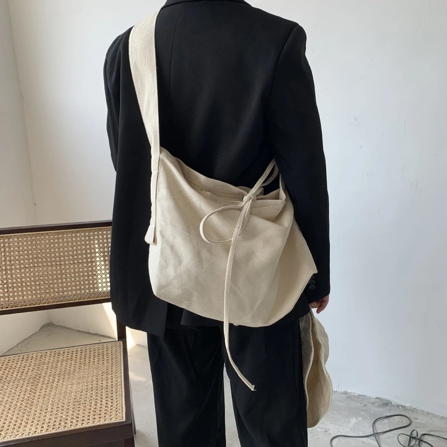 Canvas Messenger Tote Bag