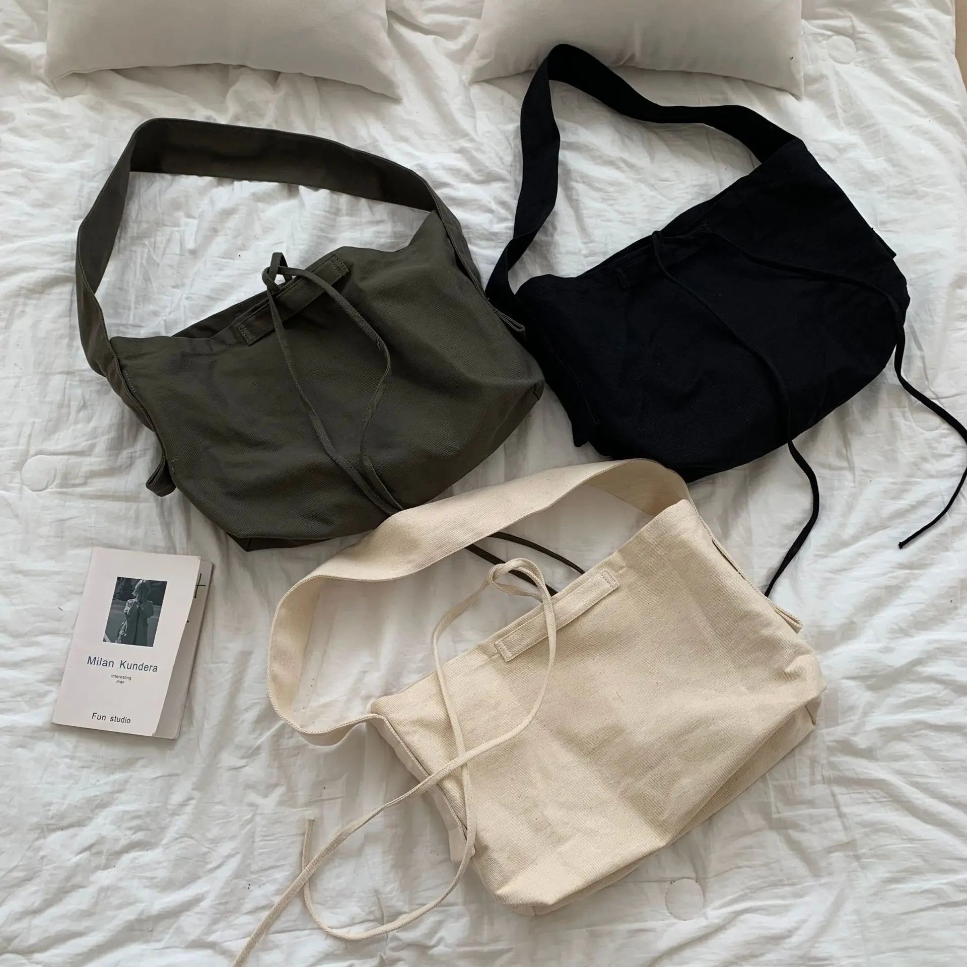 Canvas Messenger Tote Bag